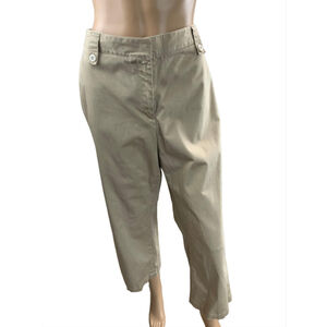 Land's End Women's Beige Wide Leg Cropped Khaki‎ Pants 12 Preppy Light Academia